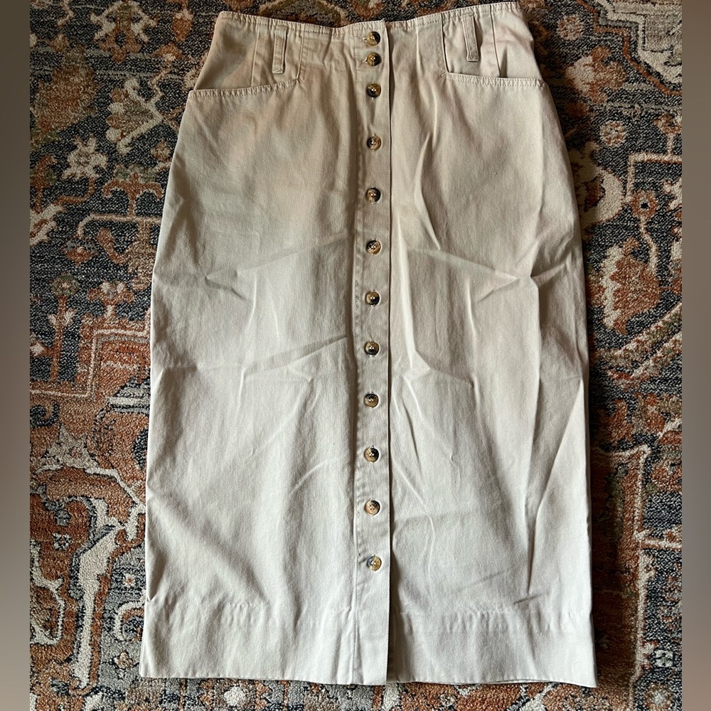 Vintage chino midi khaki skirt